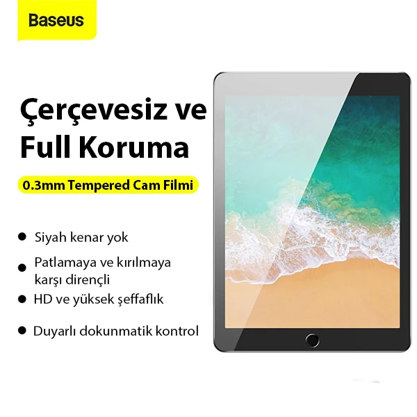Baseus iPad 9.7 2018 / 2017 / Pro 9.7 / Air 2 / Air Tempered Cam Ekran Koruyucu-(5775) - Görsel 2
