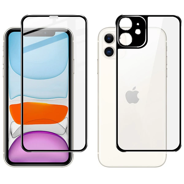 İPhone 11 6.1 Metal Çerçeve Ön Arka 3D Full Tempered Cam Koruyucu-(5775) - Görsel 2
