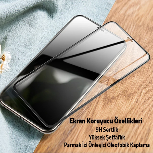 İPhone 11 Pro Max 2İN1 Full Glue Tempered Cam Ekran Koruyucu +Kamera Lens Set-(5775) - Görsel 3