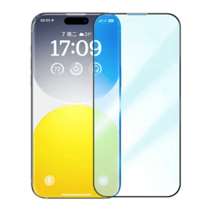 Baseus iPhone 15 Full Koruma Anti Mavi Işık Tempered Cam Ekran Koruyucu-(5775)