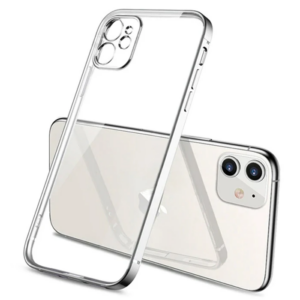 iPhone 11 6.1inç Renkli Kenar Şeffaf Kılıf Kamera Korumalı Silikon Kılıf-(5775)