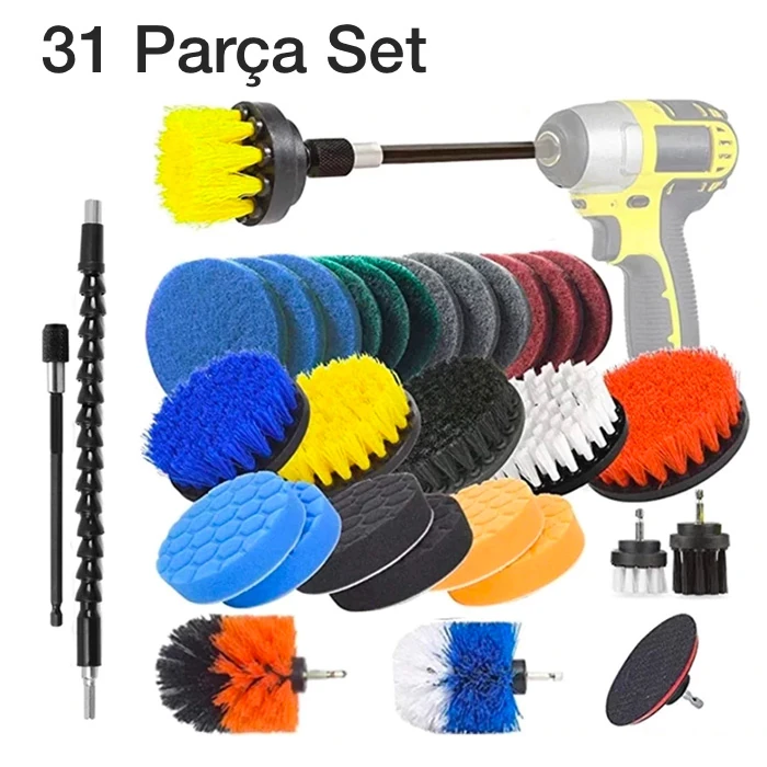 ALLY 31 Parça Çok Amaçlı Ev Banyo ve Araç Matkap Ucu Temizlik Seti-(5775) - Görsel 2