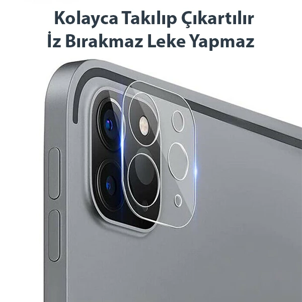 GOR iPad Pro 11 İPad Pro 12.9 2020-2021 3D Cam Kamera Koruyucu 2 SET-(5775) - Görsel 3