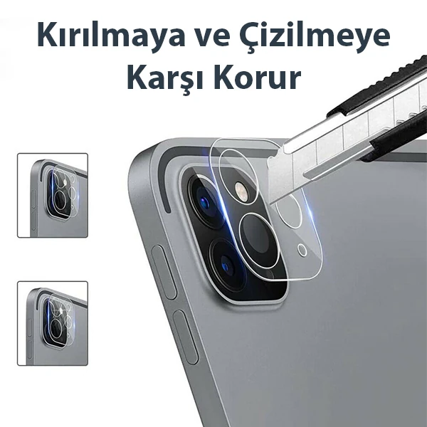 GOR iPad Pro 11 İPad Pro 12.9 2020-2021 3D Cam Kamera Koruyucu 2 SET-(5775) - Görsel 4