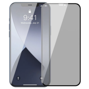 Baseus İPhone 12/12 Pro 6.1 023mm Anti Spy Çerçeveli Tempered Cam Ekran Koruyucu 2 Adet Set-(5775)