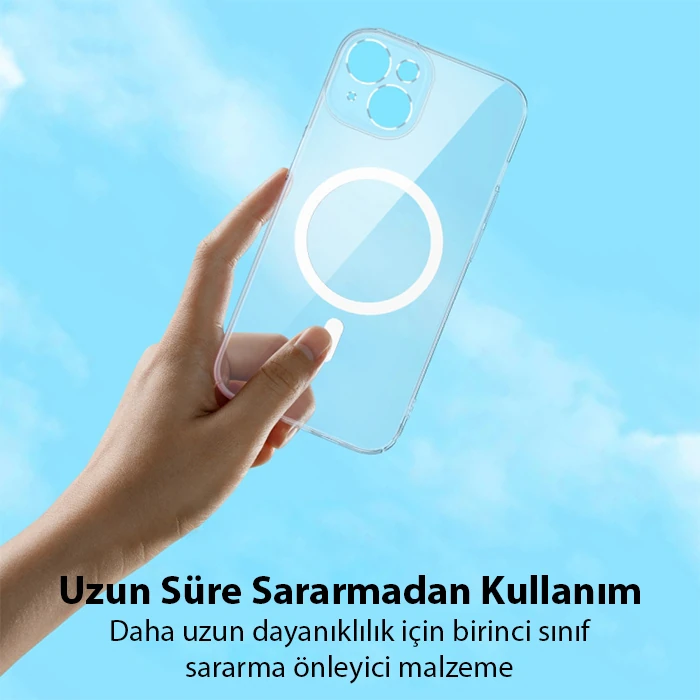 Baseus Crystal iPhone 14 6.1 Magsafe Silikon Kılıf + Tempered Ekran Koruyucu Set-(5775) - Görsel 2