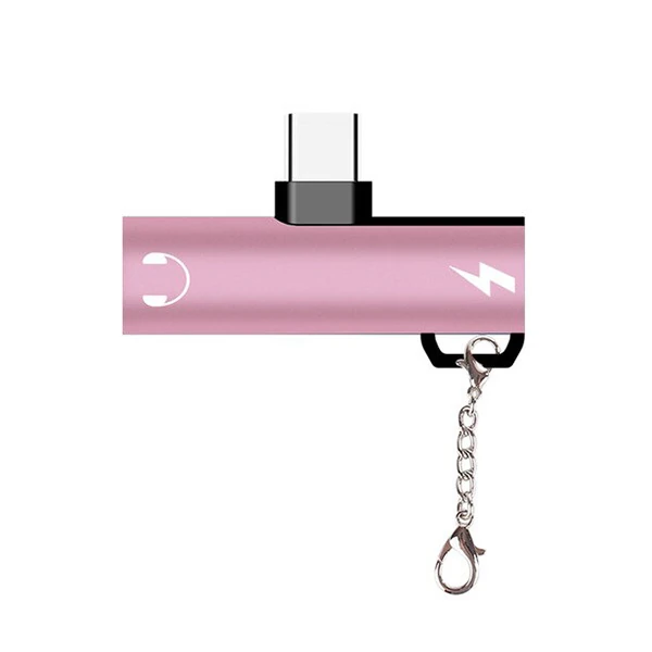 Anahtarlık Usb Type C 3.5mm Kulaklık Ve Şarj Dönüştürücü Başlık Adaptör-(5775) - Görsel 2