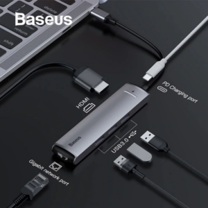 Baseus Usb Type C 6in1 HDMI 3x USB 3.0 RJ45 Çoğaltıcı Adaptör-(5775)