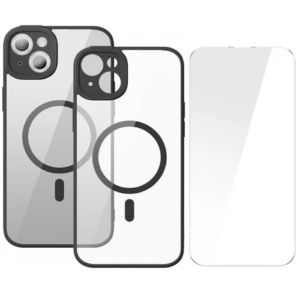 Baseus Frame Series iPhone 14 Plus 6.7 Kamera Koruyuculu Magsafe Kılıf + Tempered Ekran Koruyucu Set-(5775)