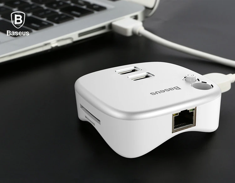 Baseus Çok Fonsiyonlu Notebook Adaptörü Hub Dual USB 3.0 RJ45 TF/SD-(5775) - Görsel 3