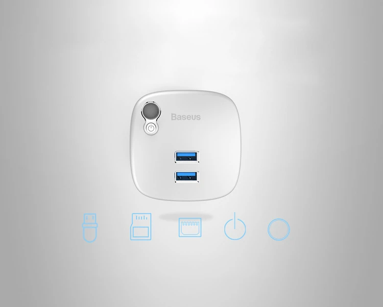 Baseus Çok Fonsiyonlu Notebook Adaptörü Hub Dual USB 3.0 RJ45 TF/SD-(5775) - Görsel 4