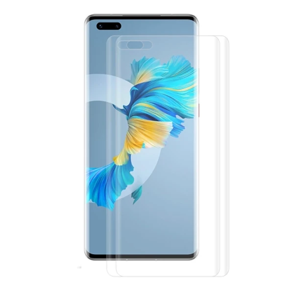 Gor Huawei Mate 40 Pro 3D Kavisli Full Kaplama Darbe Emici Ekran Koruyucu 2 Adet Set Mate 40 Pro+-(5775) - Görsel 2