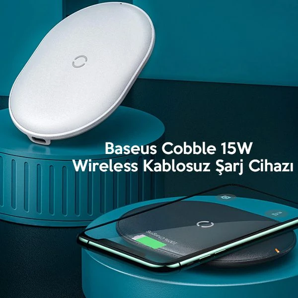 Baseus Cobble 15W wireless Kablosuz Şarj Cihazı İPhone 12-11XS MAX XR 8-(5775) - Görsel 3