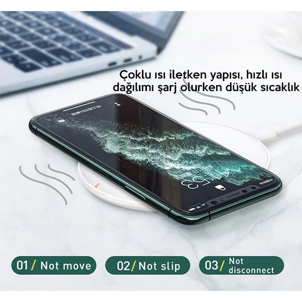 Baseus Cobble 15W wireless Kablosuz Şarj Cihazı İPhone 12-11XS MAX XR 8-(5775) - Görsel 6