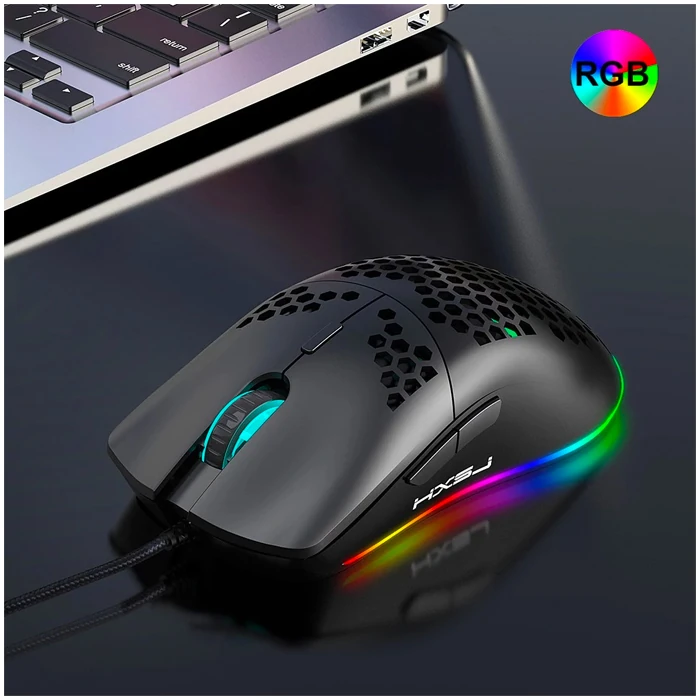 HXSJ J900 USB Kablolu RGB Dpi Oyuncu Mouse Gaming Mouse-(5775) - Görsel 2