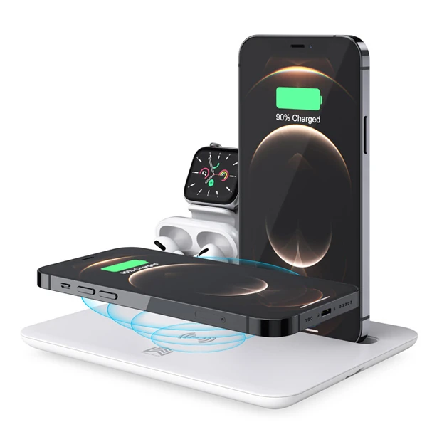 ALLY 4 in1 15W Kablosuz Hızlı Şarj Standı İPhone+İwatch+AirPods Pro Wireless-(5775)