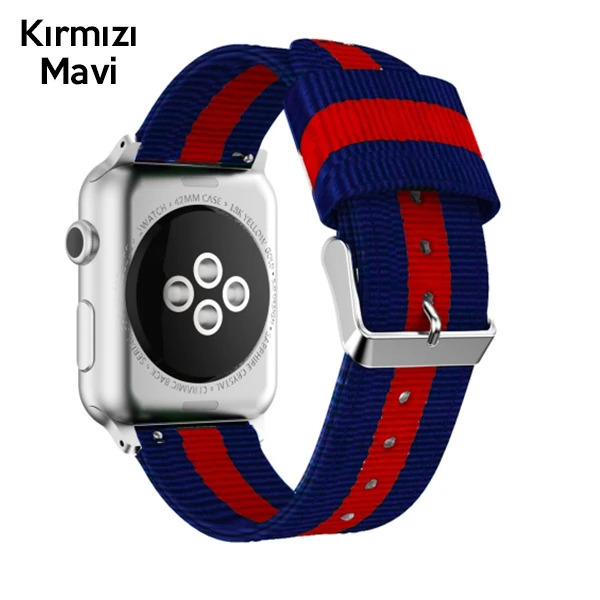 Ally Apple Watch Ultra 49mm 7-8 45mm 6-5-4 44mm Kayış Kordon Çizgili Nylon 3-2-1 42mm-(5775) - Görsel 3