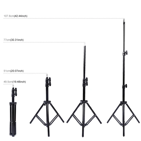 PULUZ 1.1M Çift Telefon tutucu 6.2CM Led Işık Stand YoutuberCanlı Yayın Selfie TikTok Makeup-(5775) - Görsel 4