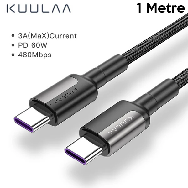 KUULAA Type C Type-C PD 60W QC4.0 Hızlı Şarj ve Data Kablosu 1Metre-(5775) - Görsel 2