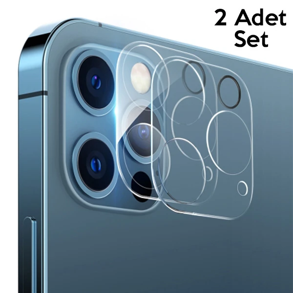 GOR İPhone 12 Pro 6.1 Best Full Tempered Cam Kamera Koruyucu 2Adet Set-(5775)