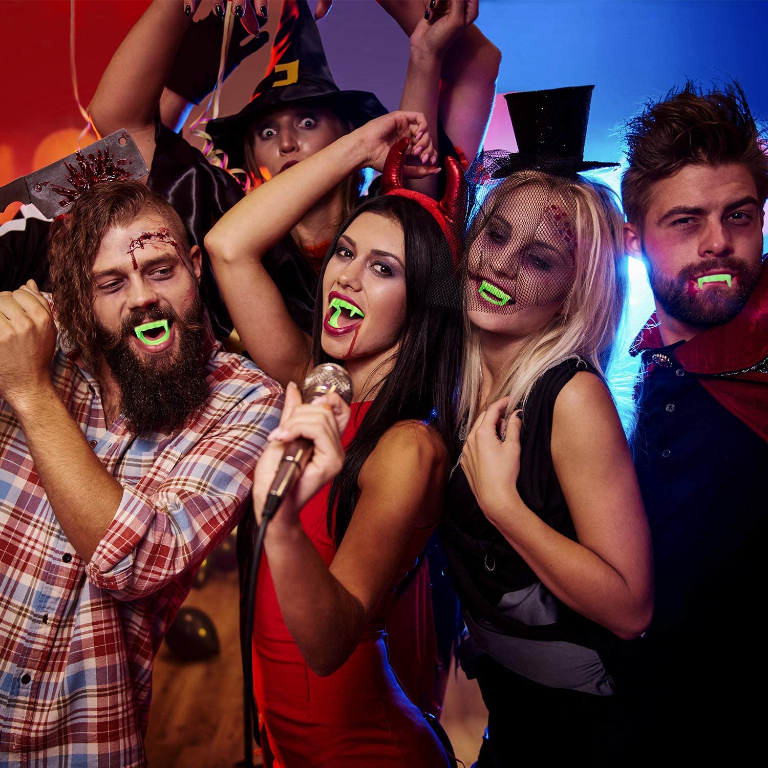 Karanlıkta Parlayan Fosforlu Çift Damak Takma Vampir Dişi - Görsel 5