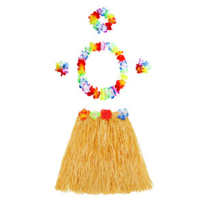 Luau Aloha Hawaii Kolye Etek Taç ve Bileklik Seti Turuncu