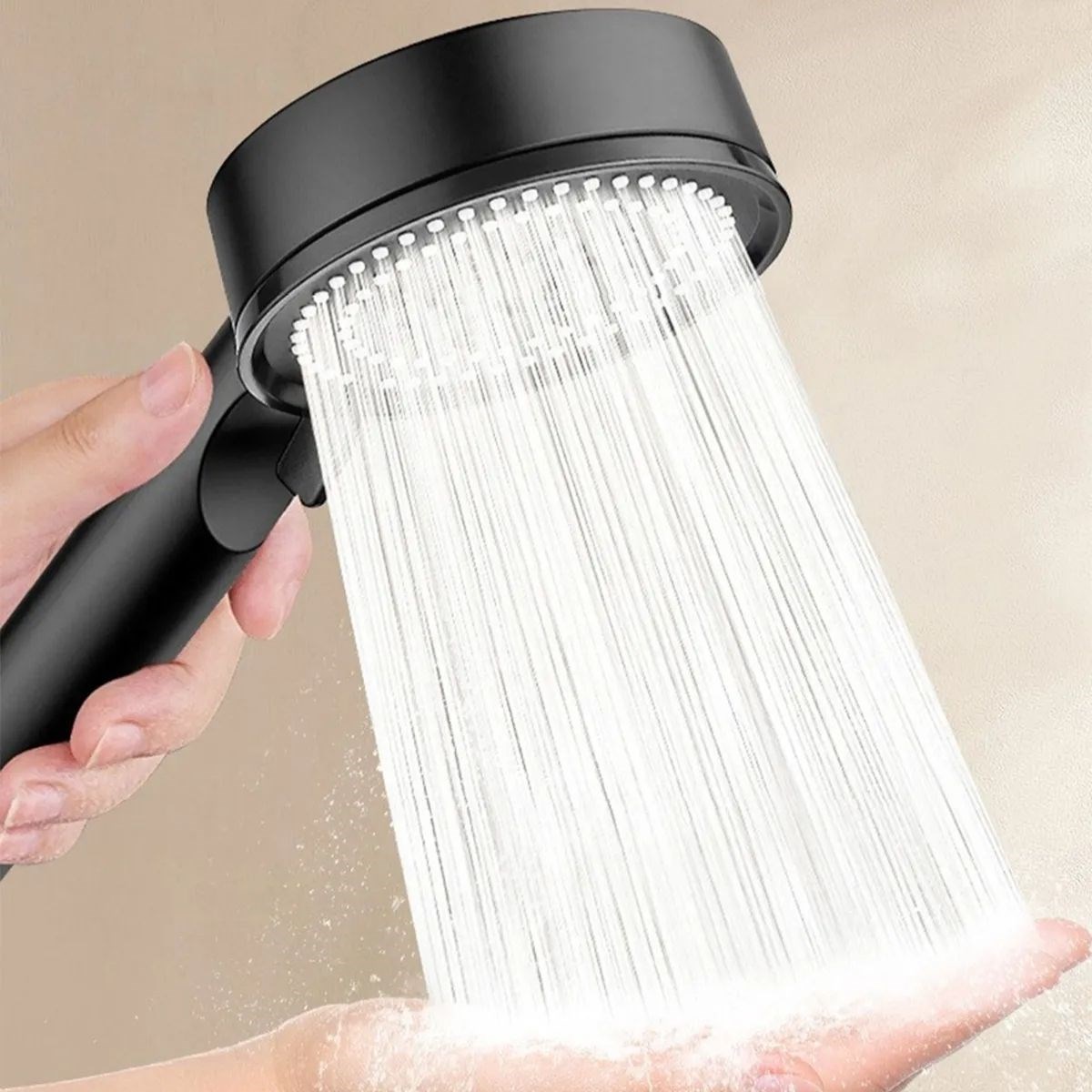 5 Fonksiyonlu Yüksek Basınçlı Ayarlanabilir Siyah Duş Başlığı - Görsel 3