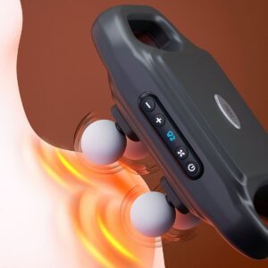 4 Başlıklı Masaj Tabancası – 12W Derin Doku &amp; Kas Ağrısı Giderici, 20 Seviye &amp; 6 Mod - Siyah