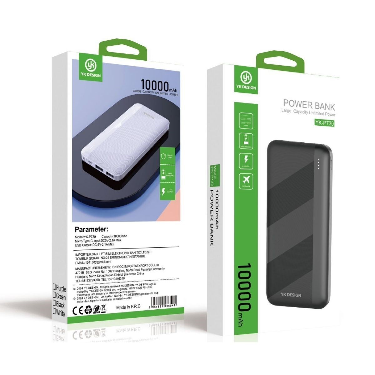Mikro Type-C USB Hızlı Şarj Edebilen 10000 mAh Powerbank - Görsel 2