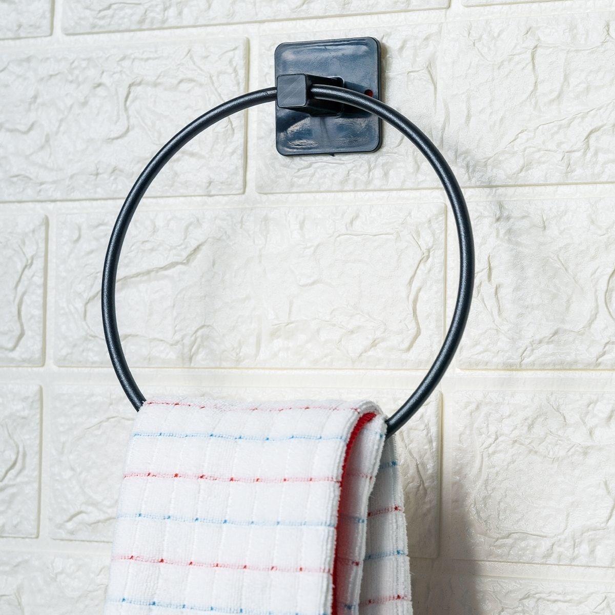 Kendiliğinden Yapışkanlı Siyah Paslanmaz Metal Yuvarlak Havluluk - Görsel 3