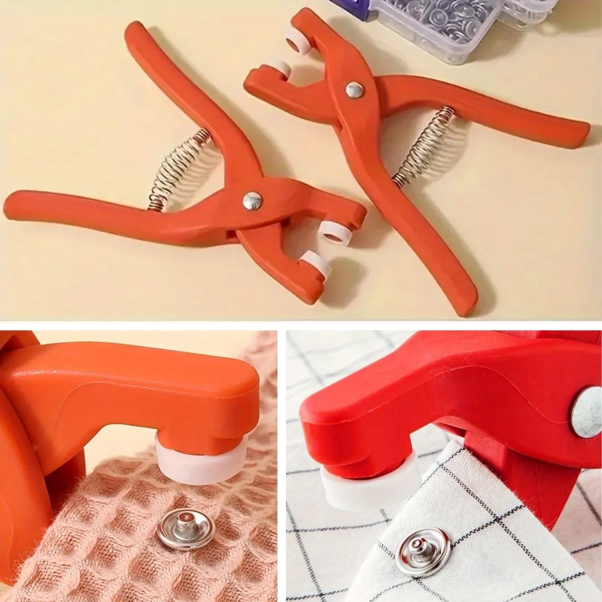 Plastik Çıt Çıt Pensi–Kıyafet, Bebek Önlüğü, Gömlek ve Tekstil Ürünleri İçin Çıtçıt Takma Aleti - Görsel 4