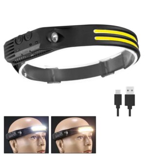 Sensörlü Far COB Led Far Şarj Edilebilir Kafa Feneri 18650 Dahili Pil Açık Hava Balıkçılık Kamp Baş Feneri Fener