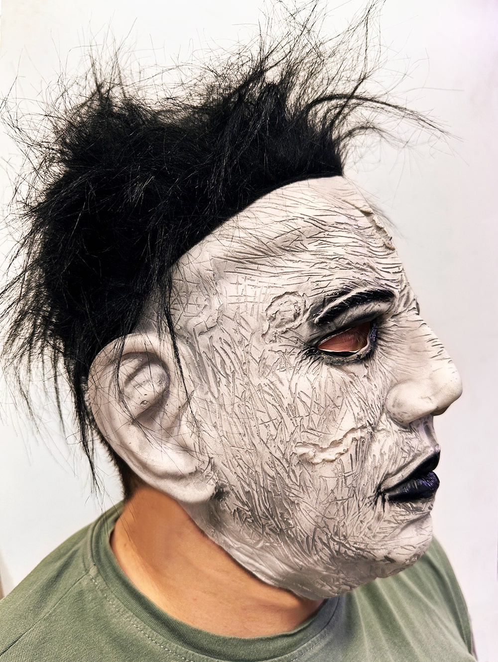 Siyah Saçlı Michael Myers Lateks Yüze Tam Yapışan Et Maske Korku Maskesi - Görsel 2