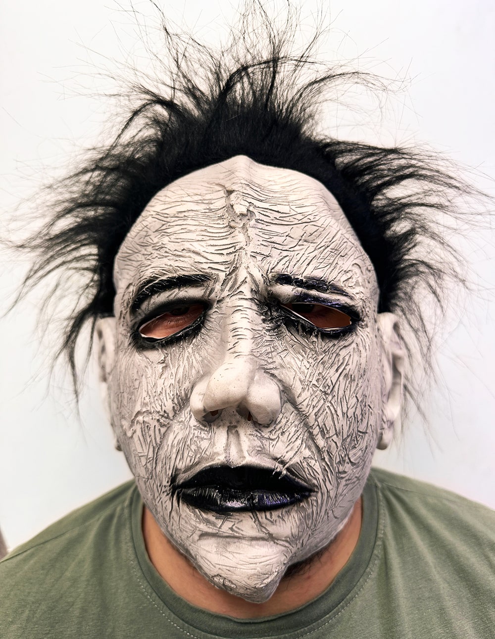 Siyah Saçlı Michael Myers Lateks Yüze Tam Yapışan Et Maske Korku Maskesi - Görsel 3