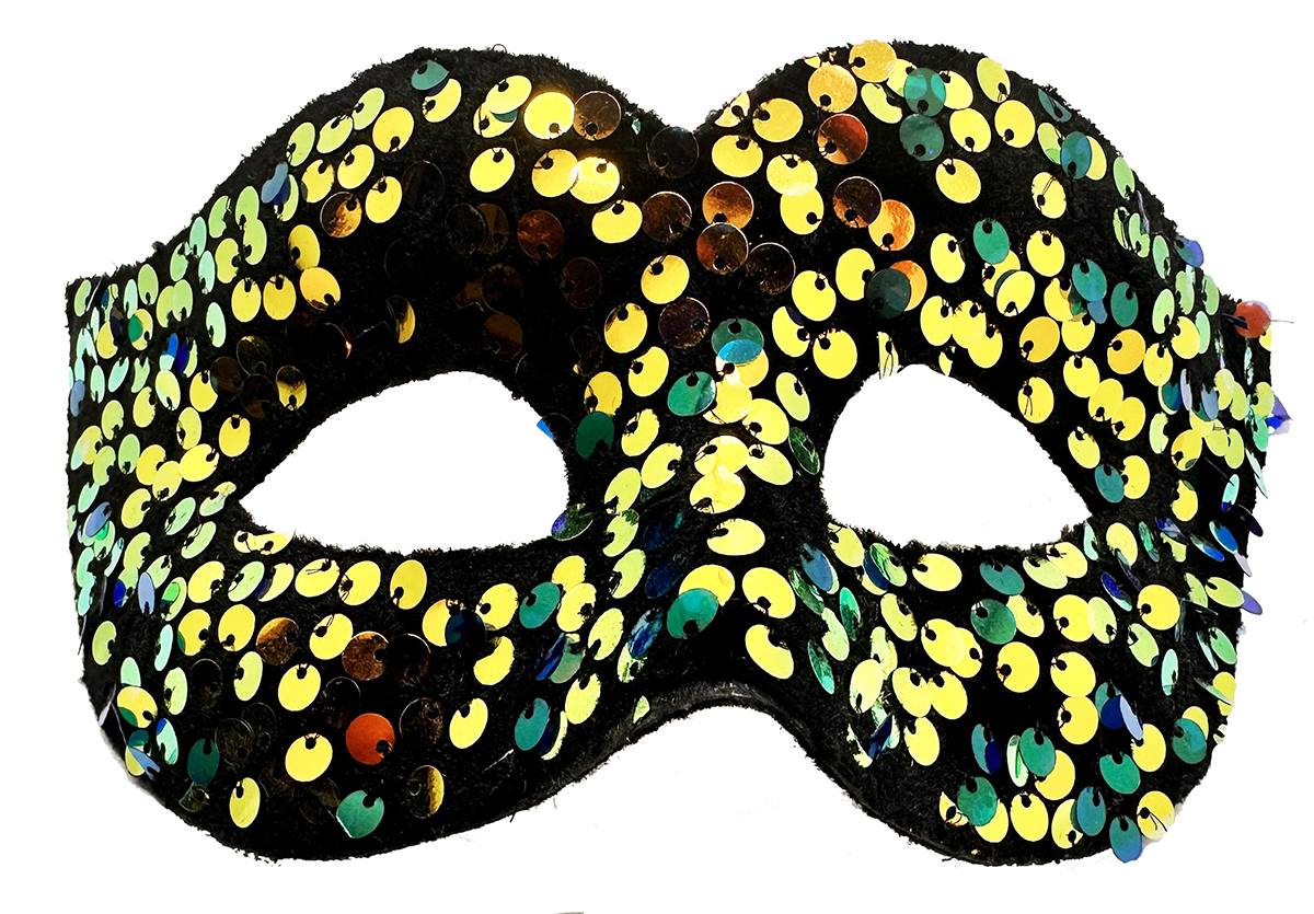 Altın Renk Arkadan Lastikli Pul Payet İşlemeli Balo After Parti Maskesi - Görsel 2