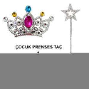 Çocuklar İçin Taraklı Prenses Tacı ve Prenses Yıldız Asa Seti Gümüş