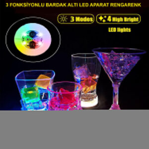 Işıklı Yapışkanlı Bardak Altı Aparatı Ledli 3 Fonksiyonlu 6 cm Çap