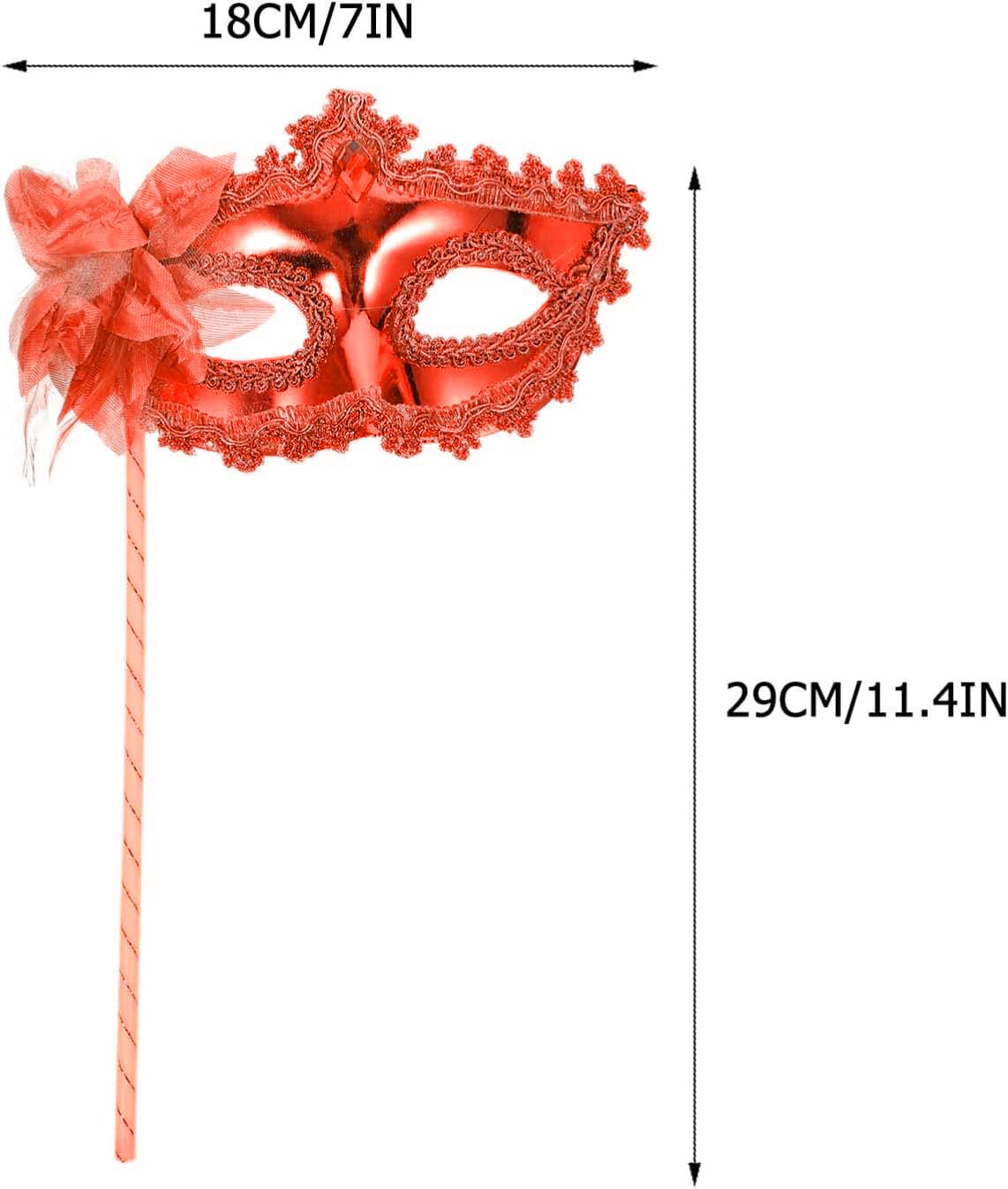 Kırmızı Işıltılı Tutmalı Fotoğraf Çekimi Maskesi 18x29 cm - Görsel 3