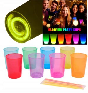 Karanlıkta Yanan Gece Işığı Mega Glow Bardaklar 8 Adet 8.5 x 10.5 cm