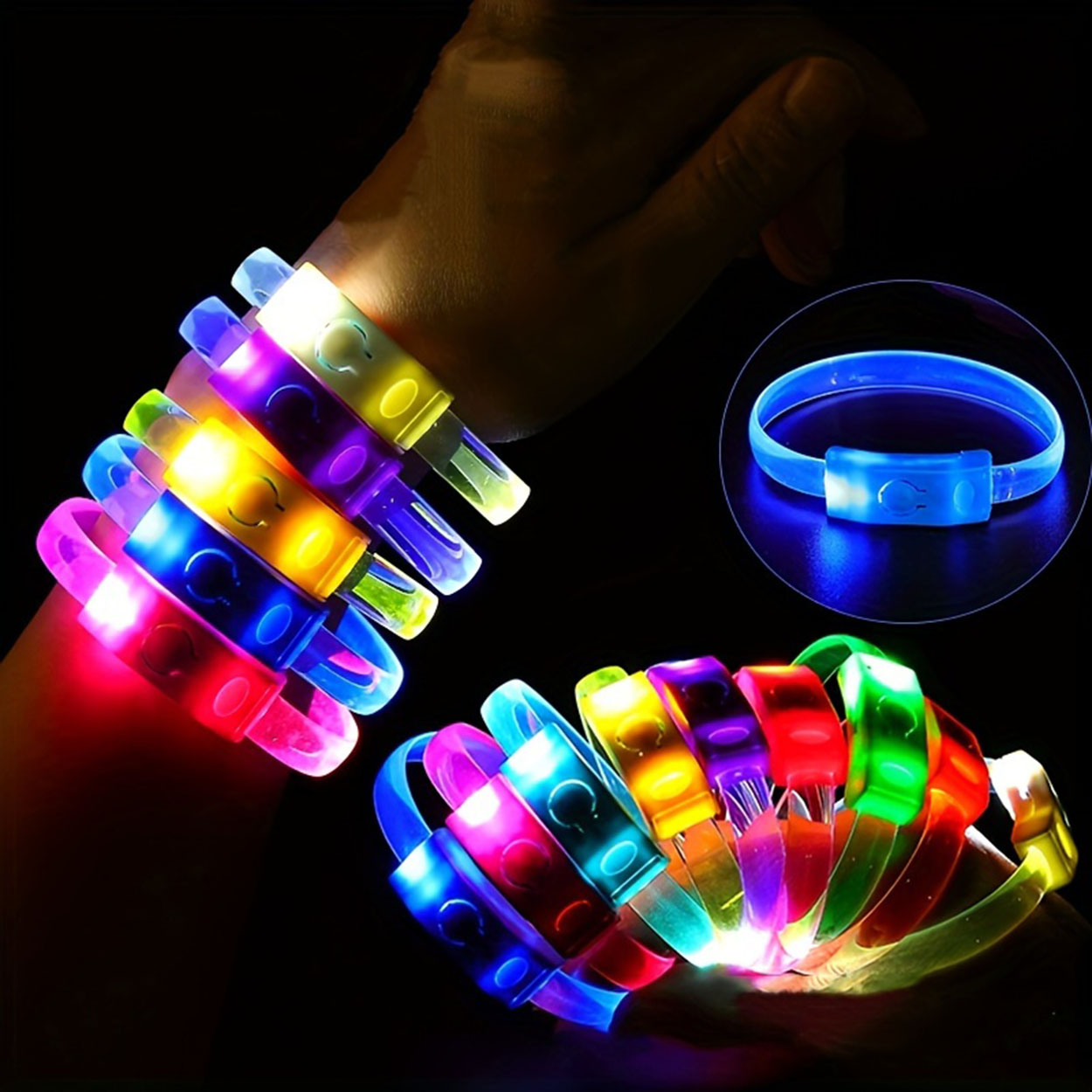 Festival & Parti LED Bileklik Baskı Yapılabilir 3 Farklı Mod Işıklı 1 Adet - Görsel 2