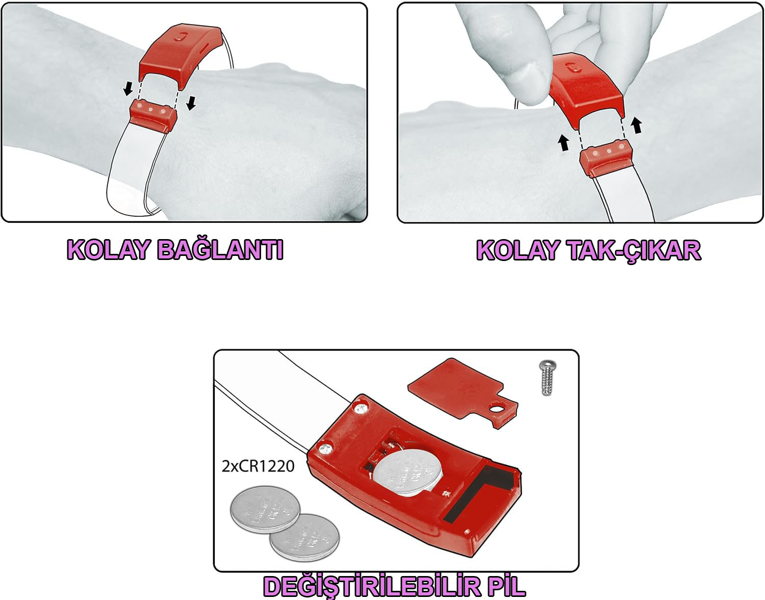 Festival & Parti LED Bileklik Baskı Yapılabilir 3 Farklı Mod Işıklı 1 Adet - Görsel 3