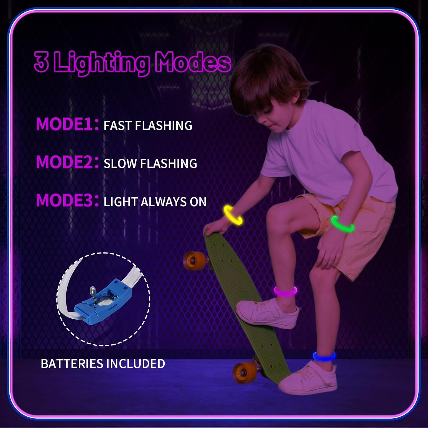 Festival & Parti LED Bileklik Baskı Yapılabilir 3 Farklı Mod Işıklı 1 Adet - Görsel 5