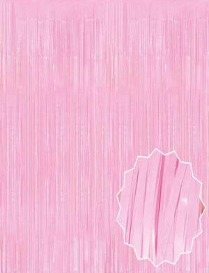 Soft Pembe Püsküllü Kapı Perdesi - Parti, Baby Shower, Cinsiyet Partisi 1x2 m