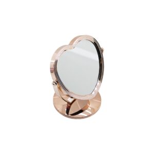 KALP MODEL 7 İNÇ= ÇAP:17.5CM MAKYAJ AYNASI ÇİFT TARAFLI BRONZ - GÜMÜŞ PLS.ÇERÇEVE SABİT AYAK