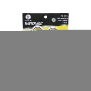 TUDOR TD-MS4 MASTER 4PCS JOKER ANAHTARLI=TEK ANAHTARLA 4 KİLİT AÇ  60MM - GRİ KISA KANCALI ÇELİK ASMA KİLİT