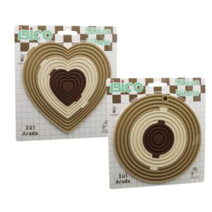 3İN1= BÜTÜN - 3 BOYA AYRILIR   SİLİKON  MAT - NİHALE  KALPLİ=7.7-12.5-19CM   YUVARLAK=7-12.5-19.5CM