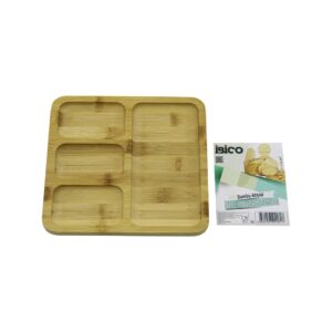 KARE 4 BÖLMELİ=3+1 AHŞAP BAMBU SERVİS SUNUM TEPSİ - TAHTASI 20 X 20 X 1.4CM