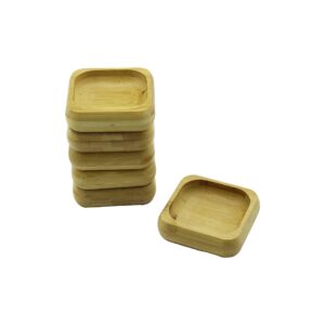 6 ADET 9X9CM KARE AHŞAP BAMBU ÇEREZLİK - LOKUMLUK KASE DERİNLİK: 1.8CM