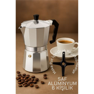 HSNET Klasik Italyan Moka Pot - 6061 Saf Alüminyum  Profesyonel Moka Pot - 6 kişilik