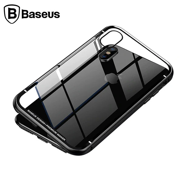 Baseus İPhone Xs Max Arkası Cam Manyetik Metal Frame Kılıf-(5775) - Görsel 3